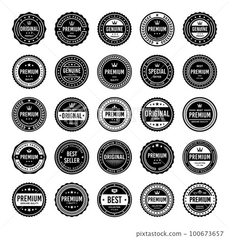 Classic Vintage Retro Premium Vector Badge, Emblem, Logo, Label, Sticker, Stamp, Symbol, Seal, Banner Frame Collection Set 100673657