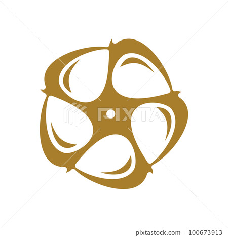 Cotton flower graphic icon. Natural textile, clothing fabric or material, plant farm and agriculture company vector symbol, emblem or eco product sticker or pictogram with cotton bloom 100673913