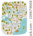 Cute town map for kids room. Landscape with lot details. Vector illustration 100674668