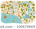 Cute town map for kids room. Landscape with lot details. Vector illustration 100674669