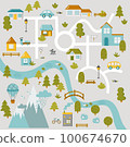 Cute town map for kids room. Landscape with lot details. Vector illustration 100674670