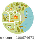 Cute town map for kids room. Landscape with lot details. Vector illustration 100674673