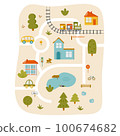 Cute town map for kids room. Landscape with lot details. Vector illustration 100674682