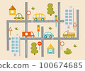 Cute town map for kids room. Landscape with lot details. Vector illustration 100674685