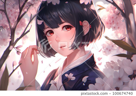 Sakurafubuki 黑短髮女人 Haru“AI 生成圖像” 100674740