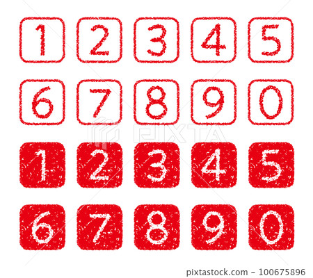 Crayon material, hand-drawn number icon set 100675896