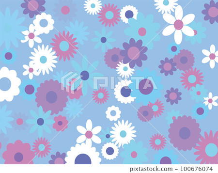 Full of colorful flowers _ floral pattern background material _ retro blue system 100676074