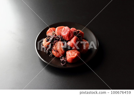 Umeboshi pickled in red perilla Umeboshi pickled in red perilla 100676459