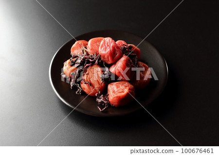 Umeboshi pickled in red perilla Umeboshi pickled in red perilla 100676461