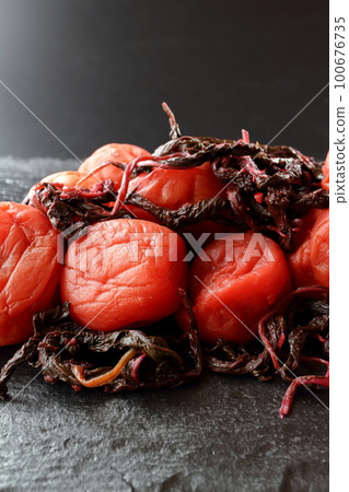 Umeboshi pickled in red perilla Umeboshi pickled in red perilla 100676735