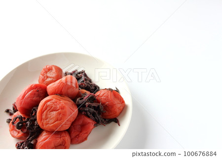 Umeboshi pickled in red perilla Umeboshi pickled in red perilla 100676884