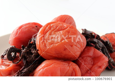 Umeboshi pickled in red perilla Umeboshi pickled in red perilla 100676901