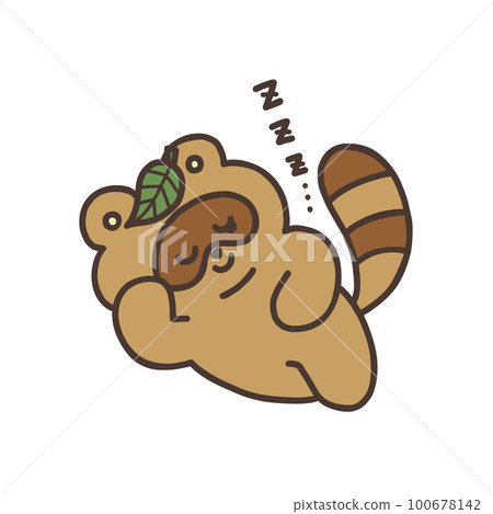 Illustration of a cute raccoon / Raccoon sleeping Illustration of a cute raccoon / Raccoon sleeping 100678142