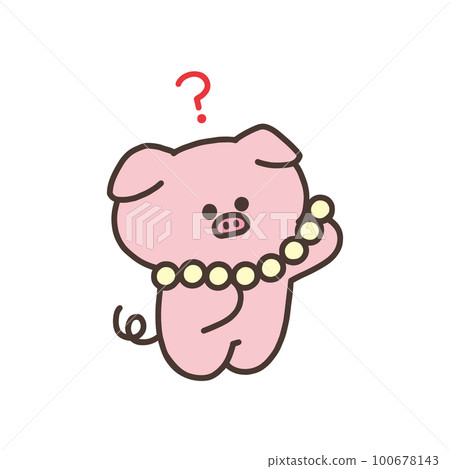 可愛的小豬插畫/豬與珍珠 可愛的小豬插畫/豬與珍珠 100678143