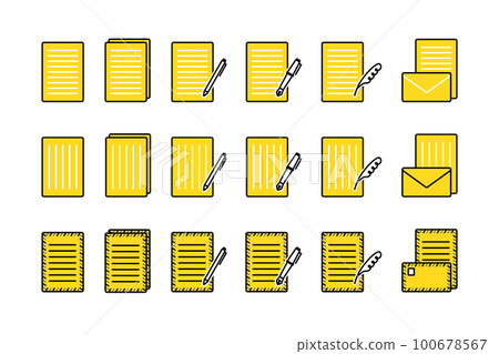 Envelope and letter paper icon / business / paper / illustration / study / memo / pen / letter set / air mail / fountain pen 100678567