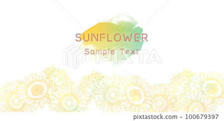 Colorful sunflower line drawing frame background illustration material Colorful sunflower line drawing frame background illustration material 100679397