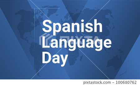 Spanish Language Earth Day holiday card. Poster with earth map, blue gradient lines background, white text. Spanish Language Earth Day holiday card. Poster with earth map, blue gradient lines background, white text. 100680762