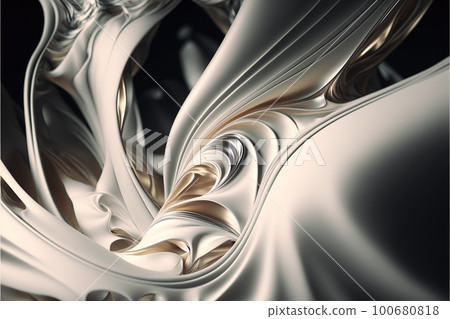 Realistic wavy white curve shape abstract art 100680818