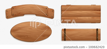 Wood texture sign board vector realistic banner 100682420