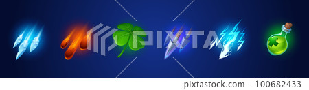 Magic spells and game skills icons Magic spells and game skills icons 100682433