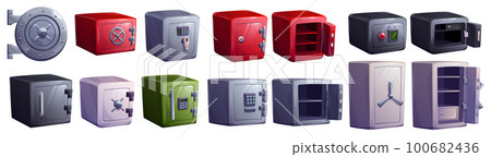 Vector safe box close door, deposit steel vault 100682436