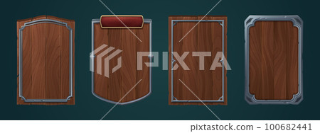 Cartoon ui wooden texture fantasy game sign board Cartoon ui wooden texture fantasy game sign board 100682441