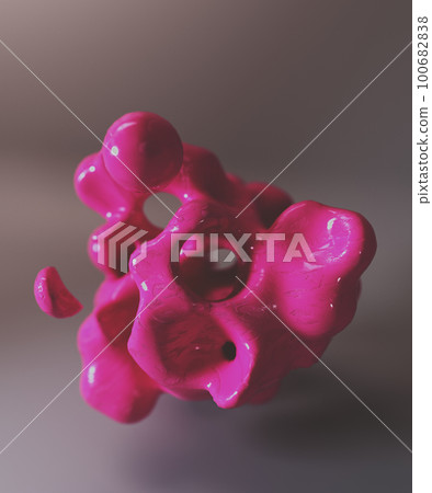 Abstract pink macro cell of organic shape. 3d render, 3d illustration. 100682838