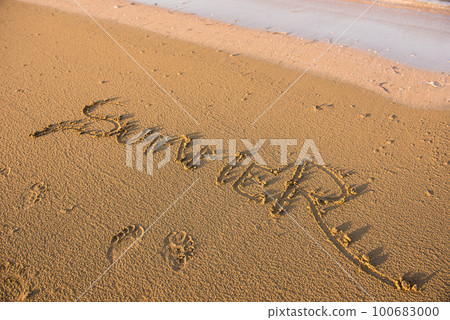 Summer word written in sand Summer word written in sand 100683000