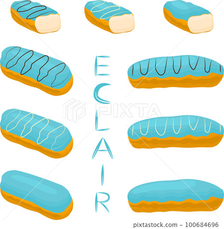Various sweet tasty eclair 100684696
