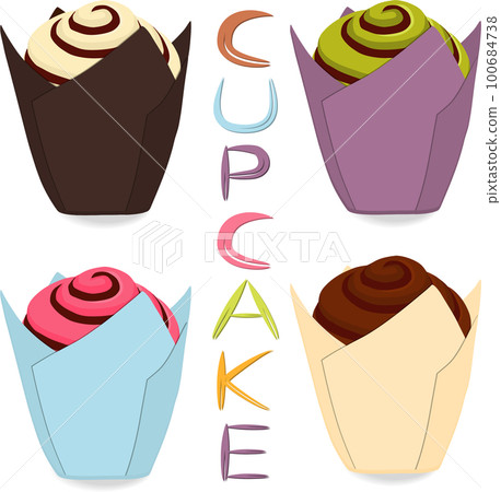Various sweet tasty cupcake 100684738