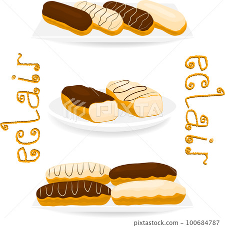 Various sweet tasty eclair 100684787