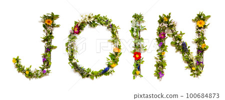 Colorful Blooming Flower Letters Building Word Join 100684873