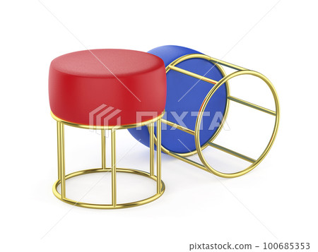 Red and blue leather stools Red and blue leather stools 100685353
