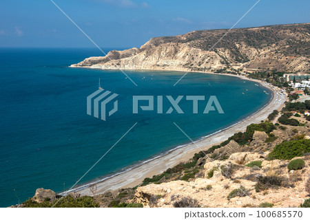 Sea and coastline view from a rocky height 100685570
