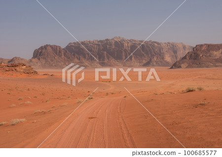 Jebel Rum mountain. Wadi Rum desert, Jordan Jebel Rum mountain. Wadi Rum desert, Jordan 100685577