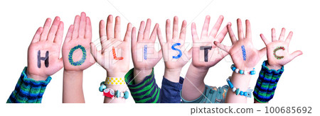 Children Hands Building Word Holistic, Isolated Background Children Hands Building Word Holistic, Isolated Background 100685692