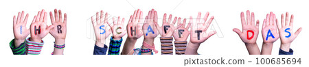 Children Hands Building Ihr Schafft Das Means You Can Do It, Isolated Background Children Hands Building Ihr Schafft Das Means You Can Do It, Isolated Background 100685694