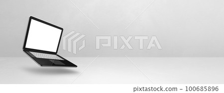 Flating Computer Floating computer laptop isolated on white.... - Stock Illustration ...
