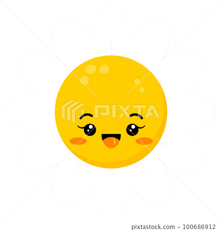 Daisy flower smile face happy cute girl character. Daisy flower smile face happy cute girl character. 100686912