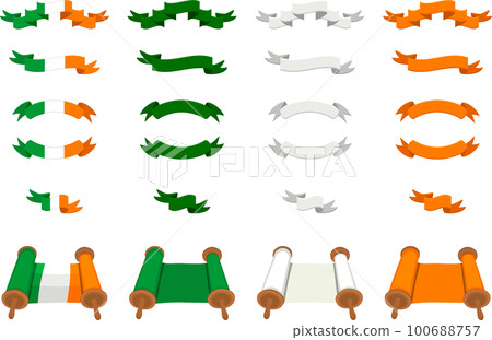 Irish holiday St Patrick day, big set scrolls paper ribbon Irish holiday St Patrick day, big set scrolls paper ribbon 100688757
