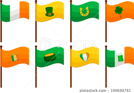 Irish holiday St Patrick day, big set from flags on stick Irish holiday St Patrick day, big set from flags on stick 100688781