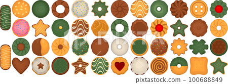 Big set homemade cookie different taste in pastry biscuit Big set homemade cookie different taste in pastry biscuit 100688849