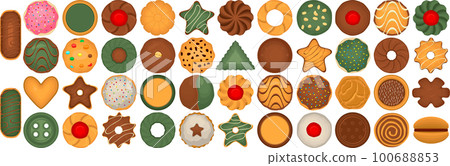 Big set homemade cookie different taste in pastry biscuit Big set homemade cookie different taste in pastry biscuit 100688853