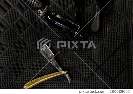 Top view of metal dangerous razor Top view of metal dangerous razor 100689693