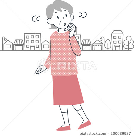 一位因癡呆症失去位置而感到困惑的高級女性 100689927