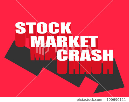Stock market crash banner with 3d text and down arrows. The collapse of the bank, the fall of the cryptocurrency. Design for banners, posters and promotional materials. Vector illustration 100690111