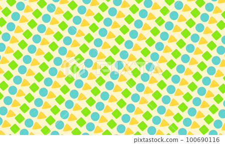 Retro cute background made of round triangle square shapes 100690116