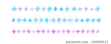 水彩。帶有水彩筆觸的繡球花矢量圖解。繡球花水彩框架。繡球花水彩背景材料。 100690121