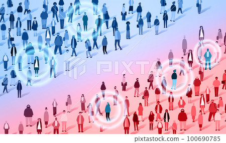 people group near red infected persons coronavirus spreading concept horizontal people group near red infected persons coronavirus spreading concept horizontal 100690785