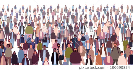 multiethnic people group mix race men women crowd in casual clothes standing together diversity multiculturalism 100690824